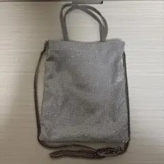 ZARA ラインストーン ショルダーバッグ シルバー