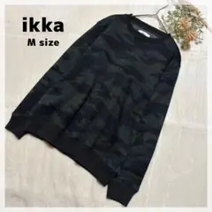 【イッカ】迷彩柄 スウェット M ブラック系 裏起毛 トレーナー