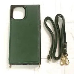 iPhone 12 Pro Max 6.7 ケース 肩掛け ダークグリーン