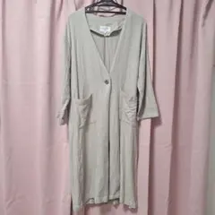 Samansa Mos2 ベージュ ノーカラーロングコート　スプリングコート