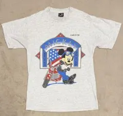 90s USA製 ミッキーマウス Tシャツ フルーツオブザルーム M グレー