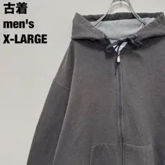 古着 Champion チャンピオン パーカー 無地 ジップアップ グレー XL