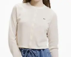 LACOSTE ラコステ クルーネック カーディガン アイボリー