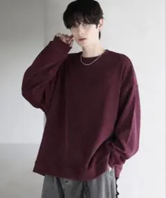 【ETELIO】 カットコーデュロイクルーネックプルオーバー ワイン