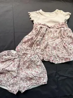 petit main 花柄トップスとショートパンツセット 80