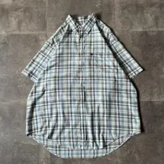 90s Ralph Lauren 半袖ボタンダウンシャツ 青/黄 XL A262のサムネイル
