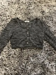 グレー クロップドニットセーター 長袖