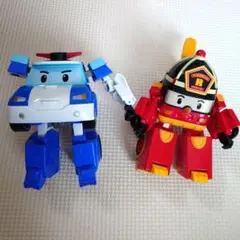 【難あり】ロボカーポリー 変形ロボットおもちゃ 2体セット ポリー ロイ