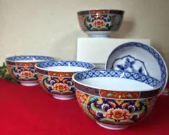 有田焼 醍醐窯 絵変わり どんぶり揃 5客 丼ぶり 赤絵 染錦 和食器 中鉢