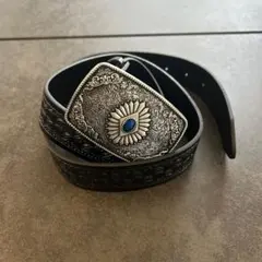 ウエスタンベルトカウボーイ　ブラック 　黒　 y2k ターコイズスタッズ