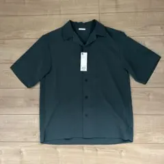 【新品】GUオープンカラーシャツ 5分袖　深グリーン 半袖シャツ S