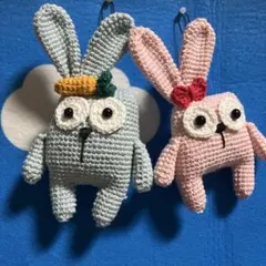 ハンドメイド あみぐるみ うさぎ ぬいぐるみ 2体セット - メルカリ
