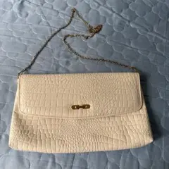 ホワイト クロコダイル風 ショルダーバッグ