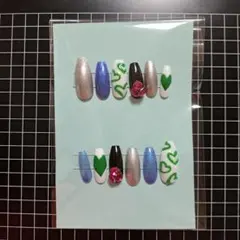 ハンドメイド　ネイルチップ　ハートネイル　バレンタインネイル