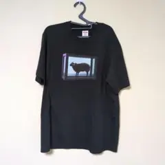 Supreme ブラック 羊プリント Tシャツ Mステッカー付き。