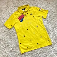 未使用 Kappa カッパ ゴルフ 総柄 半袖 ポロシャツ 黄色 レディースS