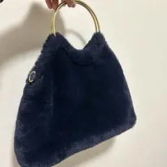 grove ネイビー ファー バッグ ゴールドハンドルのサムネイル
