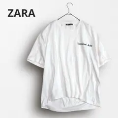 R3658【ZARA】ロゴT シャツ バックプリント 綿100 シンプル 白 S