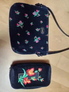 FEILER フェイラー　花柄デザインのショルダーバッグ＋ ポーチ セット