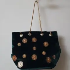 新品　未使用　ダークグリーン ベロア　 パーティーバッグ　クリスマス