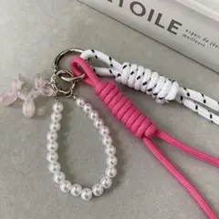 じゃらじゃらキーホルダー バッグチャーム パラコード パールビーズ 韓国 犬