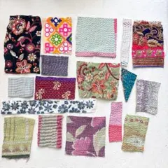 カンタキルト＆インド刺繍生地 ハギレセット M19