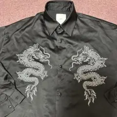 Luis ルイス　ドラゴン　刺繍　サテン　シャツ　ブラックのサムネイル