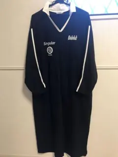✨美品レプシム襟付きラガーロングワンピース紺