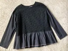 最終価格　美品　ピュアルセシンpual ce cin レース地ペプラム裾ブラウスのサムネイル
