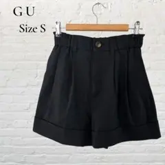 GU ジーユー　タック ショートパンツ レディース S 黒　ウエストゴム