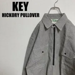 KEYチンストラップヒッコリーハーフジップワークシャツMプルオーバー美品キー白紺