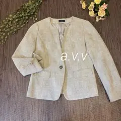 상태좋음 a.v.v キーネック ノーカラージャケット チェック M