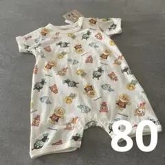 アンパンマン ベビー　総柄　半袖　ロンパース　バイキンマン　ドキンちゃん　80