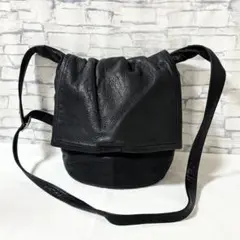 美品✨kawa-kawa Etude by コラボ レザー ショルダーバッグ 黒