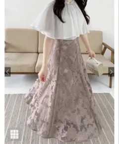 grl オーガンジーオパール花柄フレアスカート　ピンク　[tu523]のサムネイル