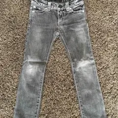 美品 FITH デニム グレー 120 ピンクのステッチ