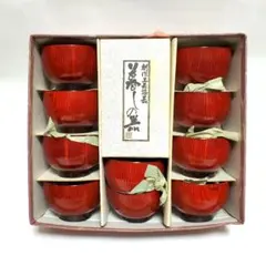 赤い漆器 5枚セット 木箱付き ゆらぎボール 渕銀 赤/黒（大） 木製 漆塗り FC7-5/9 漆器の井助