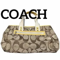 【美品】ミニハンドバッグ F14878 シグネチャー イエロー