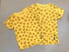 キリン刺繍入り ドット柄 Tシャツ 2枚セット 100cmのサムネイル