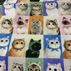 ラスト猫柄ハギレ⑤ちょっと長め58センチ
