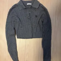 INGNI ケーブルニット ポロシャツ グレー