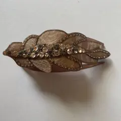 葉型クリスタル装飾ヘアクリップ