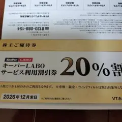 VTHD株主優待券　KeeperLABO 20%割引券など　2026年末利用期限