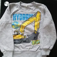 ショベルカー プリント グレー トレーナー