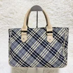 バーバリーブルーレーベル ノバチェック ナイロン レザー トートバッグ