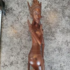 アジアン 木製彫刻 女性像