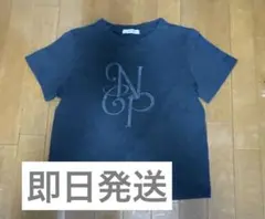 NICE CLAUP イニシャルビッグロゴ刺繍Tシャツ　チャコールグレー