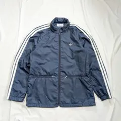 【adidas】80sデサント製トレフォイルロゴ中綿ナイロンジャケット　ネイビー