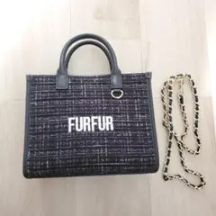 【匿名配送】FURFUR ブラック ツイード ロゴトートバッグ ショルダーバッグ
