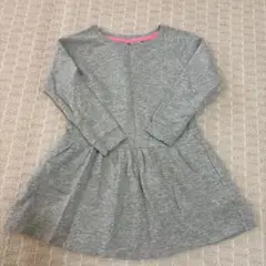 【UNIQLO/綿100】切替ギャザー スウェットワンピース 110 グレー